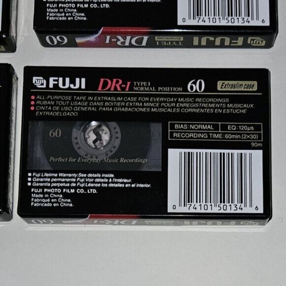 6 Fuji Audio Cassette Tapes Blank Lot 60 Minutes DR-I Normal Bias FACTORY SEALED - Picture 3 of 5
